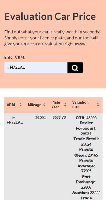 Evaluation Car Price